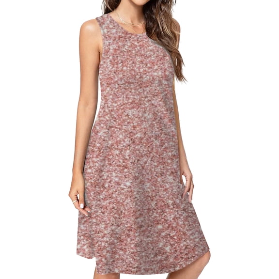 Rose Gold Pink Red Glitter Spring Summer Dresses For Women Fashion Dress Casual Sleeveless Loose Sundress With Pockets