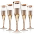 thumbnail image 1 of Rose Gold Plastic Champagne Flutes Disposable - Rose Gold Glitter with a Rose Gold Rim - [1 Box of 36 ] 6.5 Oz - Elegant Stylish Mimosa Glasses Perfect for Weddings Bachelorette Party, Catered Events, 1 of 3