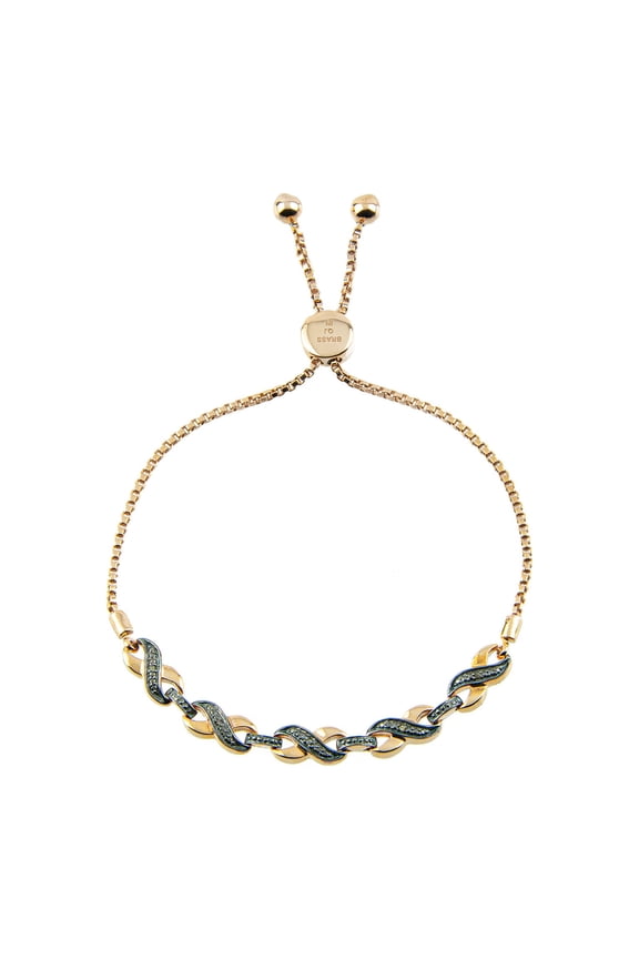 Rose Gold Plated 14k Bolo Chocolate Rhinestone Infinity Slide Bracelet