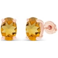 thumbnail image 1 of Decadence Rose Gold Plated 925 Sterling Silver 7x5mm Oval Cut Natural Citrine November Birthstone Screwback Stud Earrings, 1 of 7
