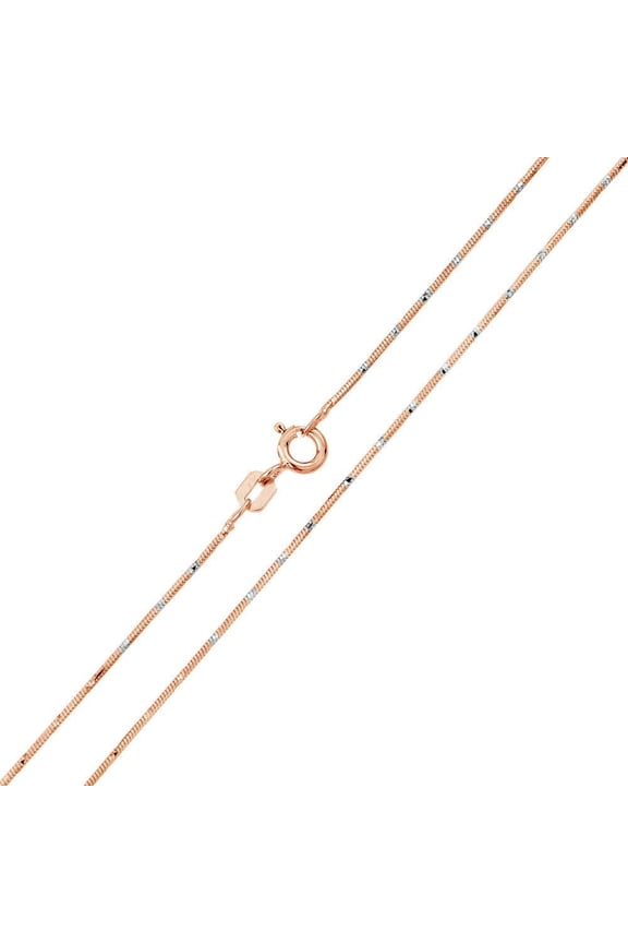 Rose Gold Plated 925 Sterling Silver 8 Sided Snake DC 025 Chain 0.8mm Italy 16" Jewelry Female