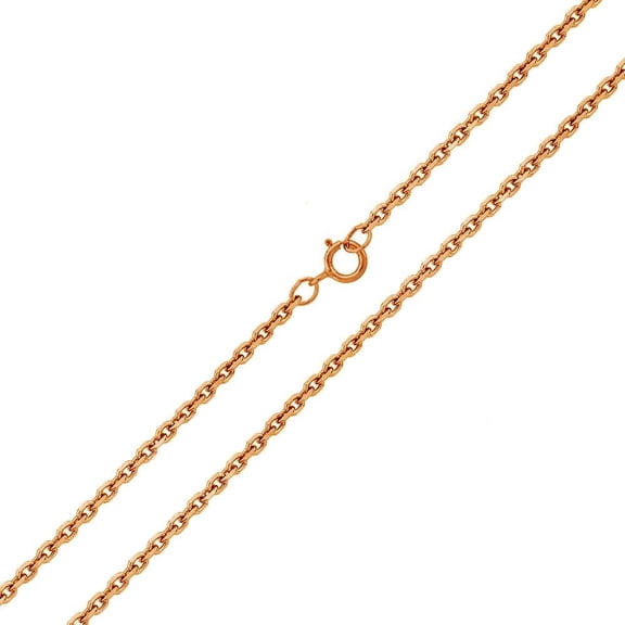 Rose Gold Plated 925 Sterling Silver Diamond-Cut Cable Rolo 020 Chains 0.9mm 18" Jewelry Female