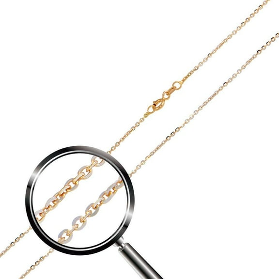 Rose Gold Plated 925 Sterling Silver Rolo Cable DC 1.4mm Chain Made in Italy 16" Jewelry Female