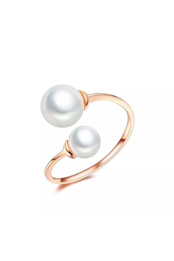 Rose Gold Plated Acrylic Pearl Cuff Rings Open Rings Gold Size 7 Adjustable Z689