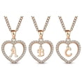 thumbnail image 1 of Rose Gold Plated All 26 Letter Alphabet Initial Heart CZ Cubic Zirconia Pendant Mens Womens Necklace, Giorgio Bergamo H, 1 of 5