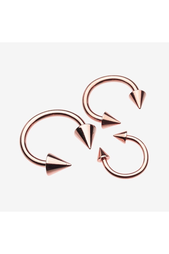 Rose Gold Plated Basic Spike Top Horseshoe Circular Barbell