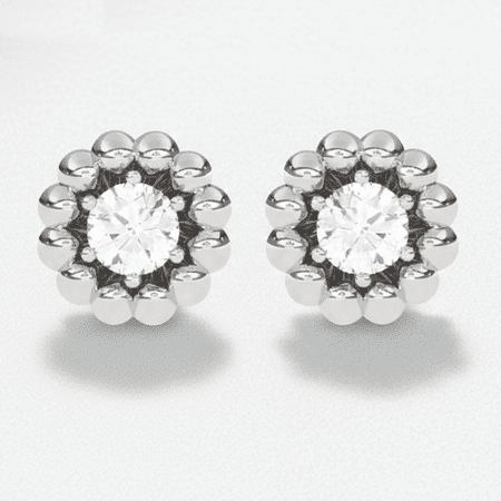 Auory 925 Sterling Silver Moissanite Halo Stud Earrings, Sparkling Moissanite Solitaire Studs, Elegant White Gold Plated Earring for Gift