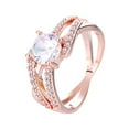 thumbnail image 1 of Rose Gold Plated CZ Crystal Square Simulated Diamond Engagement Ring Promise Rings for Women, 1 of 3