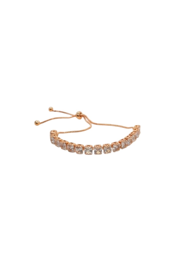 Rose Gold Plated CZ Wrap Bracelet Adjustable Drawstring Women