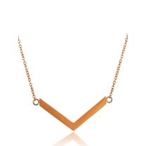 ELYA Women's Polished Chevron Rose Gold Plated Steel Necklace - 18"