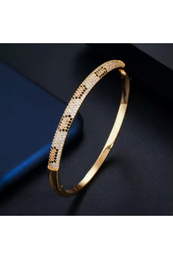 Rose Gold Plated Cobra Cubic Zirconia Snake Bangle Ring Set for Women Jewelry