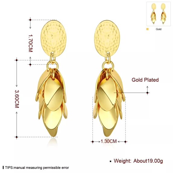 Rose Gold Plated Earrings Drop Dangle Push Back .52" L264