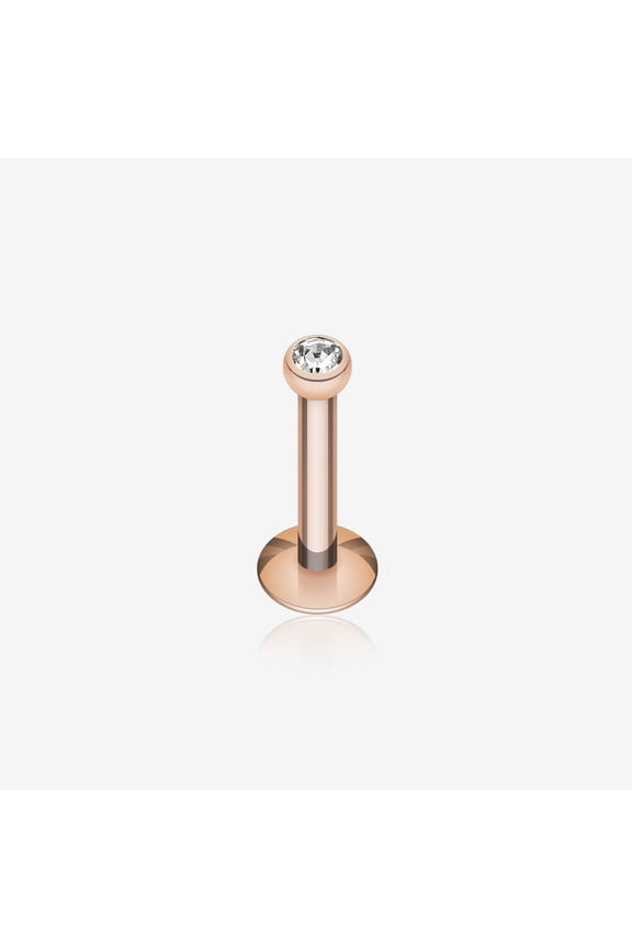 Rose Gold Plated Gem Ball Internally Threaded Labret