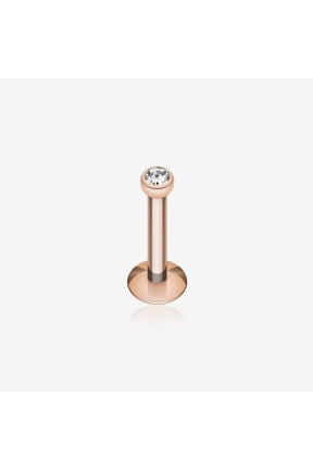 Rose Gold Plated Gem Ball Internally Threaded Labret