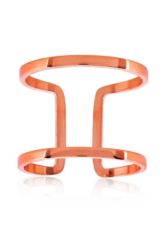 Jewelry Women's Thin Profile Geometric Rose Gold Cuff Ring