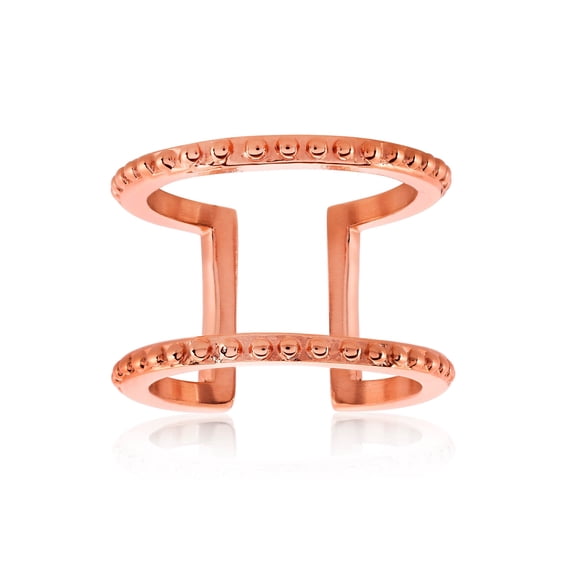 ELYA Jewelry Women's Polished Studded Edges Rose Gold Open Cuff Ring