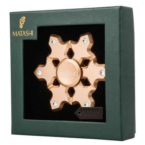 Rose Gold Plated Hanging Christmas Tree Snowflake Spinner Ornament w/ Matashi Crystals