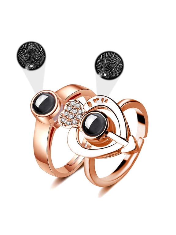 Rose Gold Plated I Love You Ring 100 Languages Couples Jewelry Valentines Gifts for Him and Her Y1156