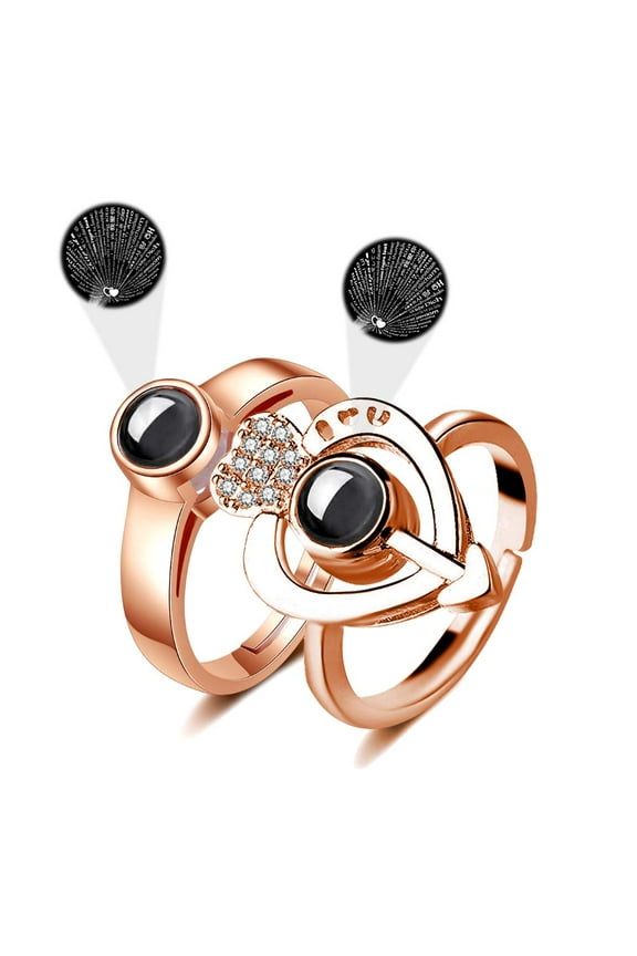 Rose Gold Plated I Love You Ring 100 Languages Couples Jewelry Valentines Gifts for Him and Her Y1156
