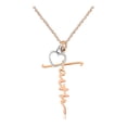 thumbnail image 1 of Rose Gold Plated Initial Faith Cross Necklace with Heart Mustard Seed Christian Jewelry Religious Gifts Y1378 (Rose Gold), 1 of 9