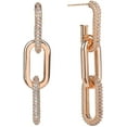 thumbnail image 1 of Rose Gold Plated Micro Pave Paper Clip, CZ Cubic Zirconia Dangle Drop Earring, Giorgio Bergamo Rose, 1 of 5