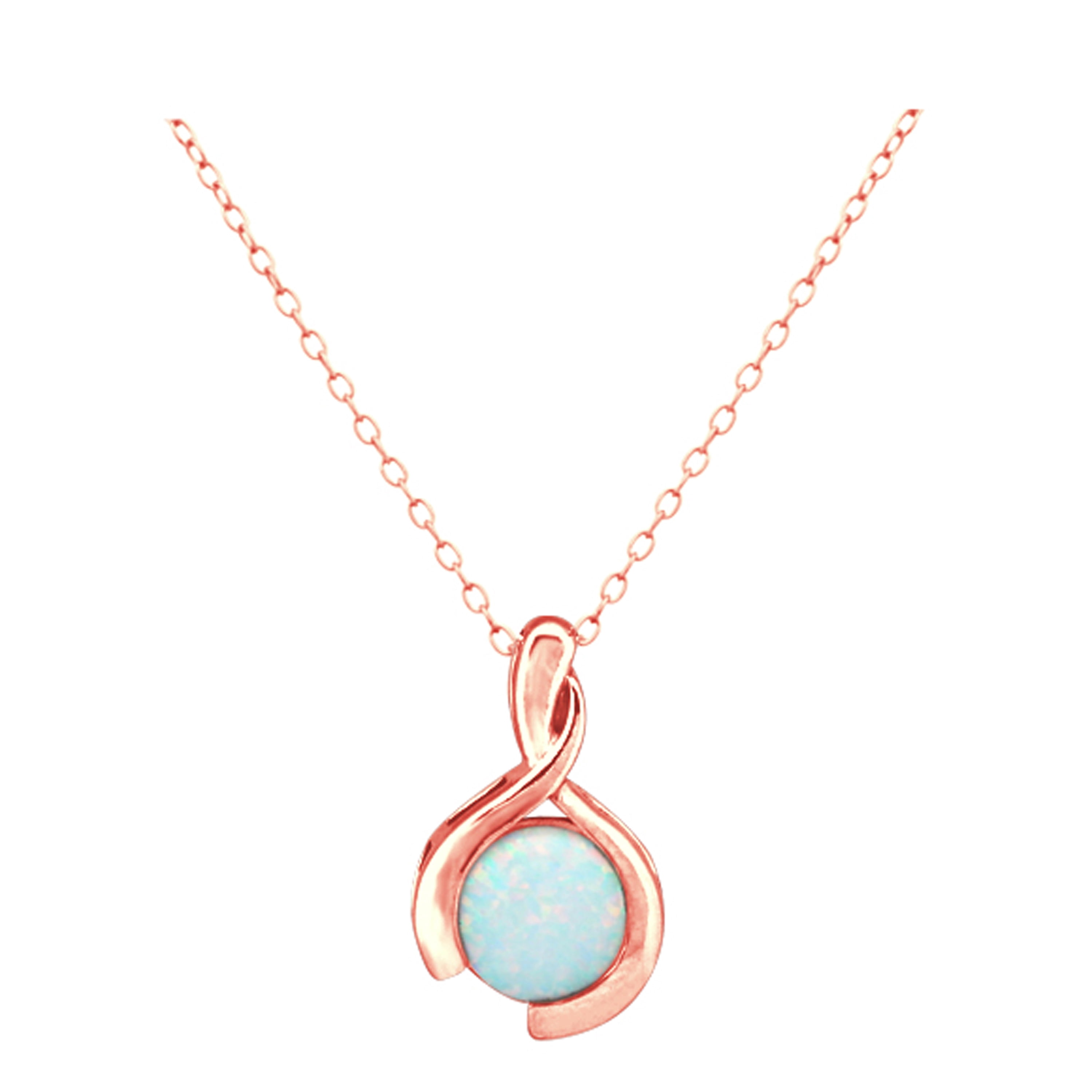 Rose Gold Plated Over Sterling Silver Created Opal Pendant