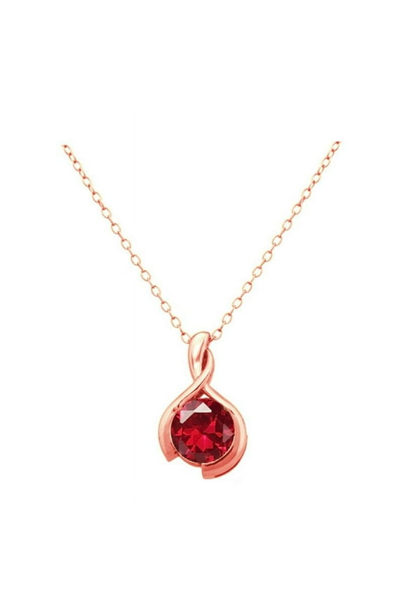 Rose Gold Plated Over Sterling Silver Created Ruby Pendant