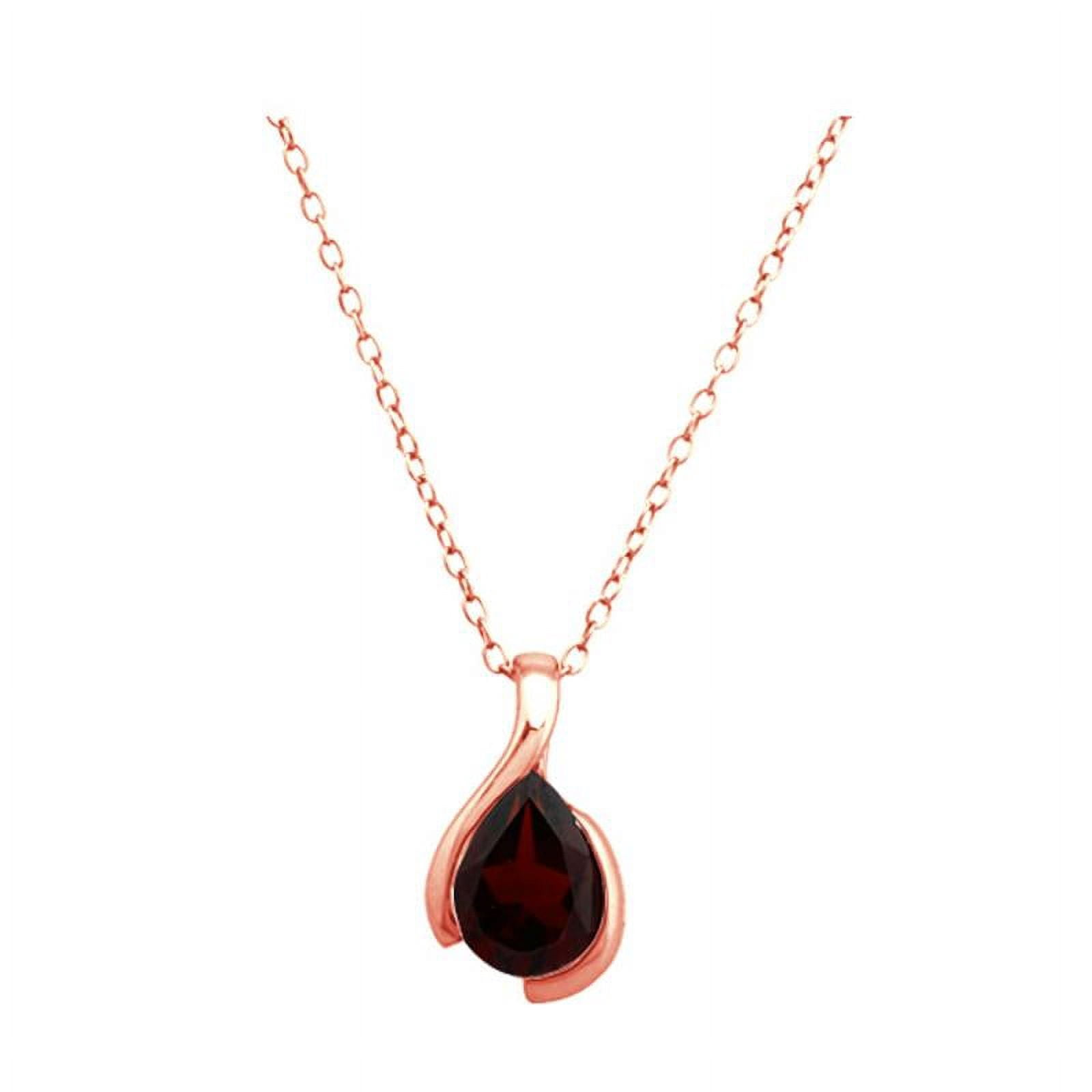 Rose Gold Plated Over Sterling Silver Garnet Pendant