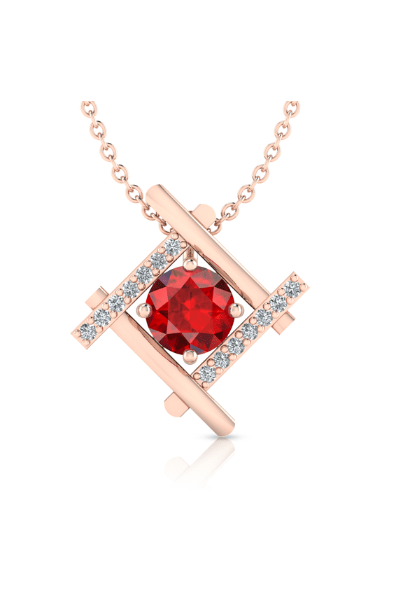 Rose Gold Plated Round Garnet Hashtag Design Pendant Gift For Get Well Soon || Ali Baba Jewellery