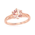 thumbnail image 1 of Rose Gold Plated Sterling Silver 6-prong 7mm Round Morganite CZ Ring Size 7, 1 of 2