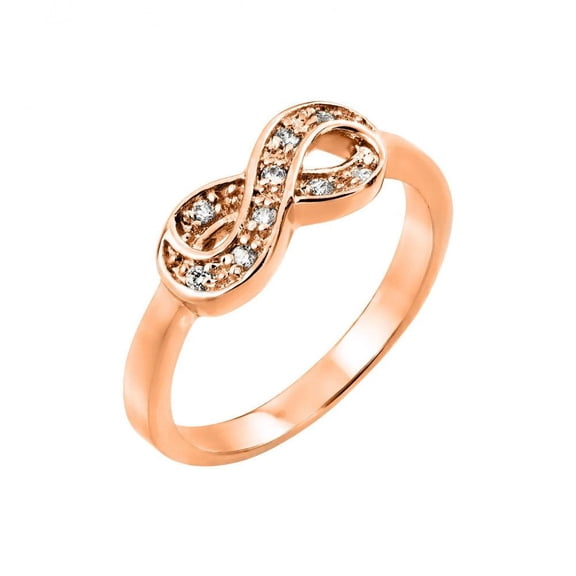 Rose Gold Plated Sterling Silver 925 Clear CZ Mini Infinity Ring Band White Female Size 7