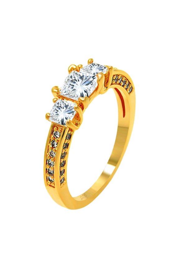 Rose Gold Plated Sterling Silver 925 Clear CZ Past Present Future Ring White Female Size 8