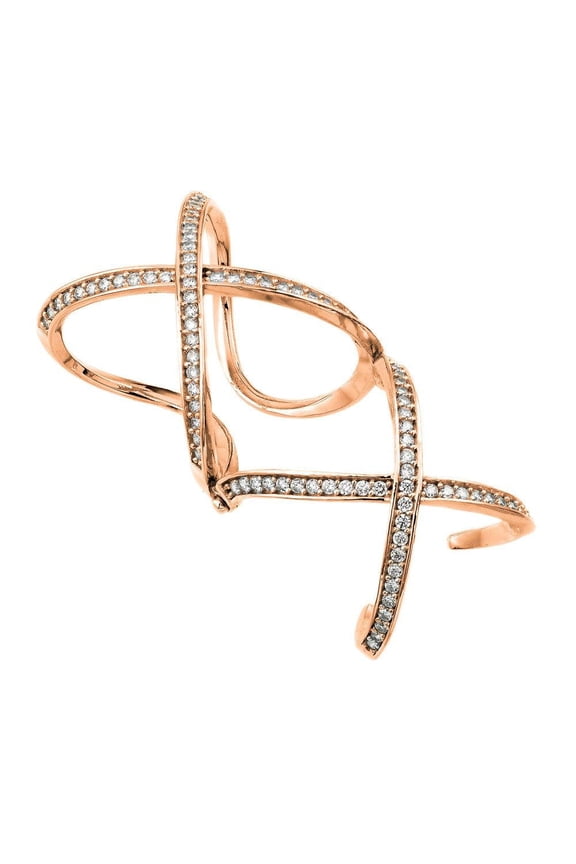 Rose Gold Plated Sterling Silver 925 Knuckle Extension X X Ring White CZ Jewelry Female Size 8
