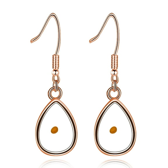 Rose Gold Plated Teardrop Pendant Mustard Seed Earrings for Women, Stainless Steel Drop Dangle Earrings Y582 (Drop)