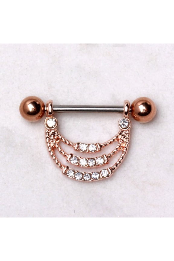 Rose Gold Plated Triple Layer Rope Nipple Shield
