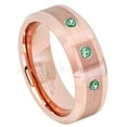 thumbnail image 1 of Rose Gold Plated Tungsten Ring - 0.21ctw Emerald 3-stone Band - Personalized Tungsten Wedding Ring - Custom Made May Birthstone Ring TN732BS, 1 of 1