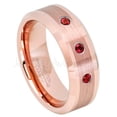 thumbnail image 1 of Rose Gold Plated Tungsten Ring - 0.21ctw Garnet 3-stone Band - Personalized Tungsten Wedding Ring - Custom Made January Birthstone Ring TN732BS, 1 of 1