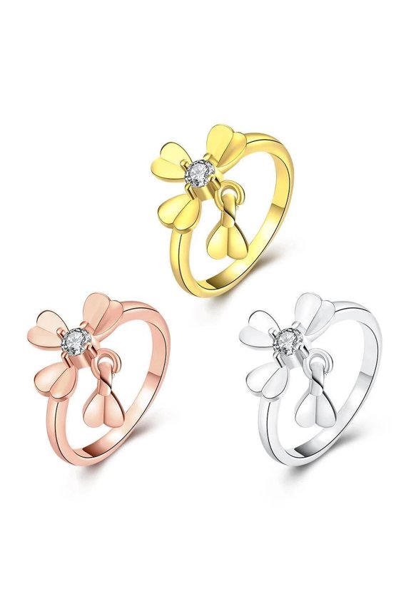 Rose Gold Platinum Plated Fashion Ring Aaa Zirconia Women Flower B237