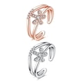 thumbnail image 1 of Rose Gold Platinum Plated Fashion Ring Aaa Zirconia Women Flower Knuckle B326, 1 of 1