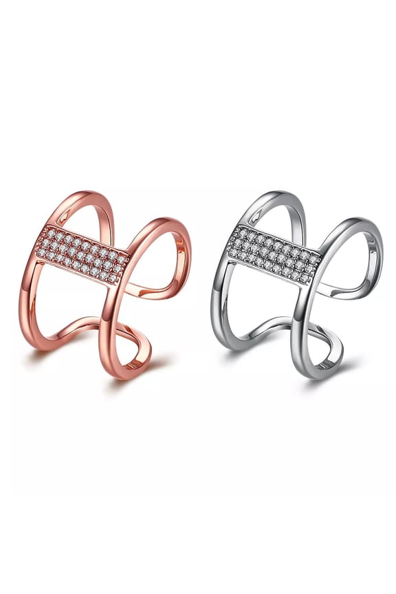 Rose Gold Platinum Plated Fashion Ring Aaa Zirconia Women Knuckle B311