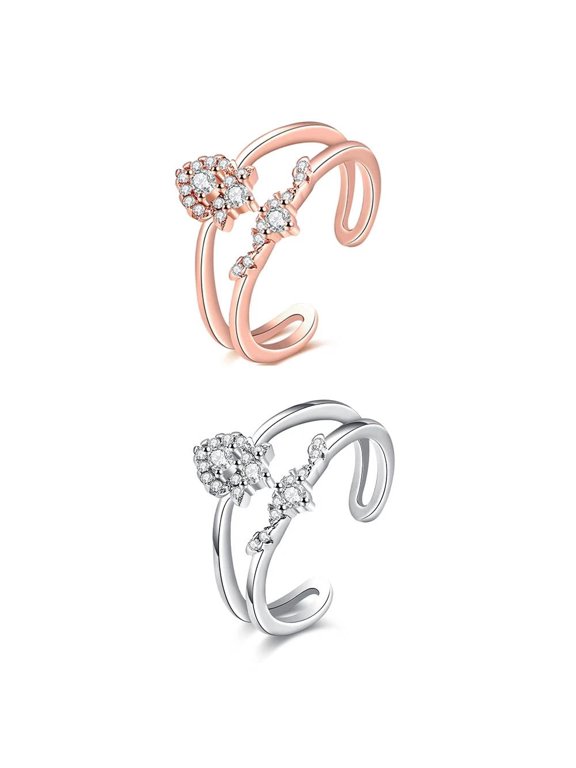 Rose Gold Platinum Plated Fashion Ring Aaa Zirconia Women Knuckle B330
