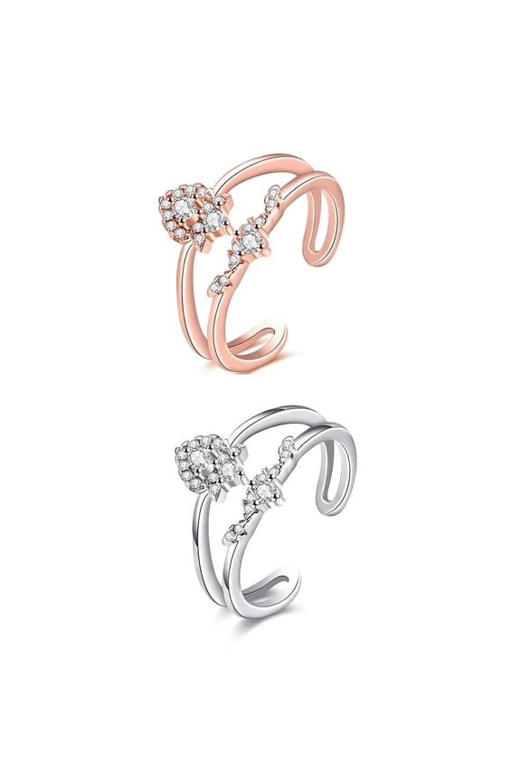 Rose Gold Platinum Plated Fashion Ring Aaa Zirconia Women Knuckle B330