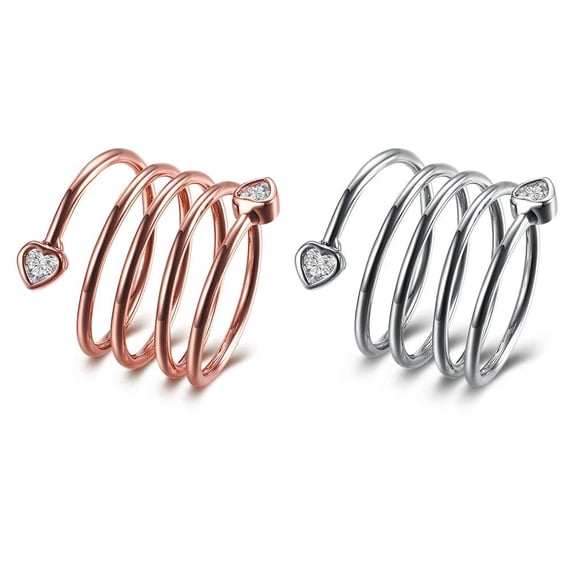 Rose Gold Platinum Plated Fashion Ring Aaa Zirconia Women Spiral Knuckle B304