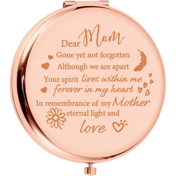 Rose Gold Pocket Mirror Compact Mirror for Purses Personalized Pocket Mirror Stainless Steel Engraved Mirror Small Makeup Mirror for Mom Birthday Souvenir 2.56x2.76in Colorful