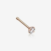 Rose Gold Prong Set Gem Top Steel Nose Stud Ring