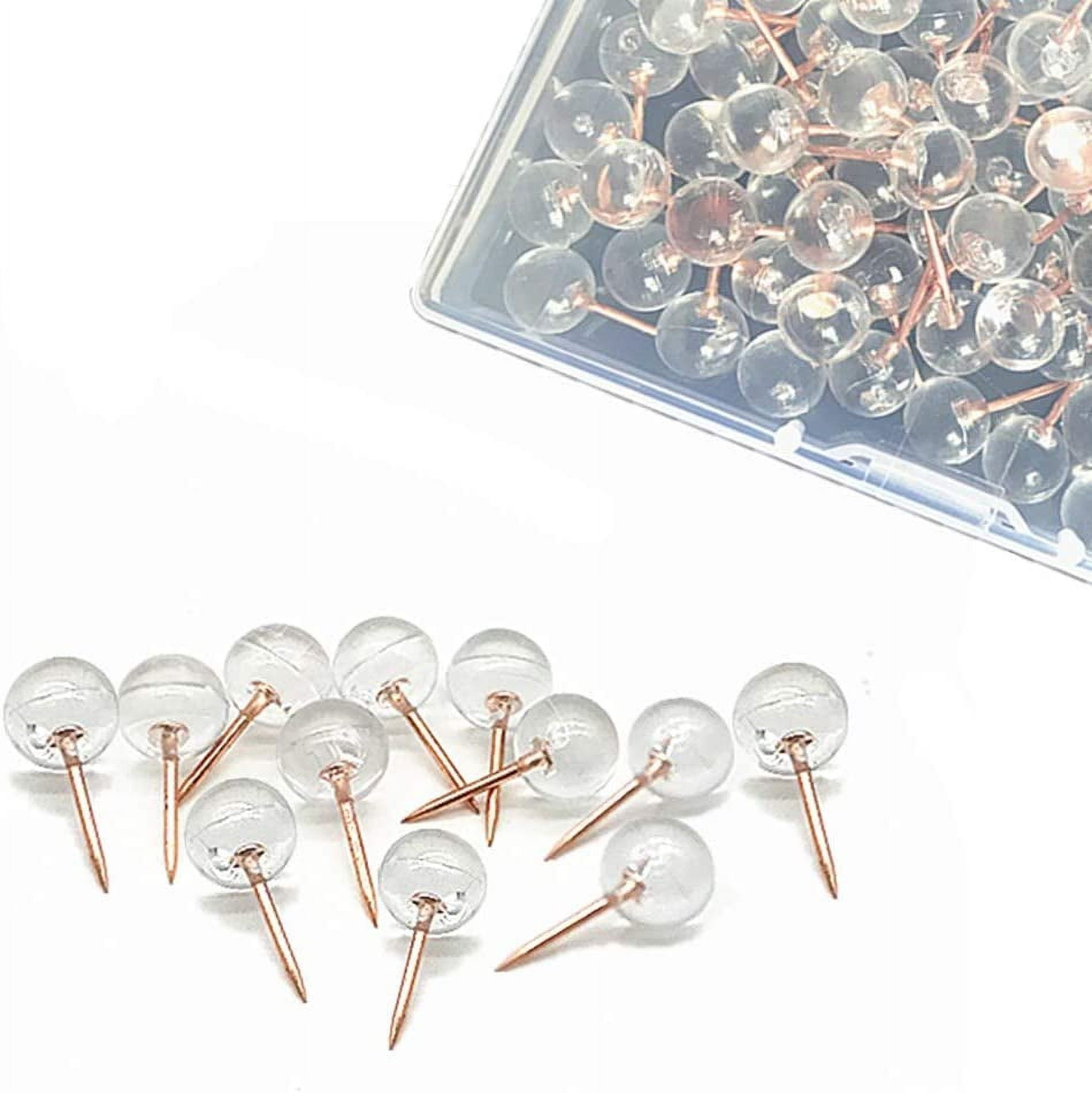 Rose Gold Push Pins Thumb Tacks, Transparent Plastic Round Head Map