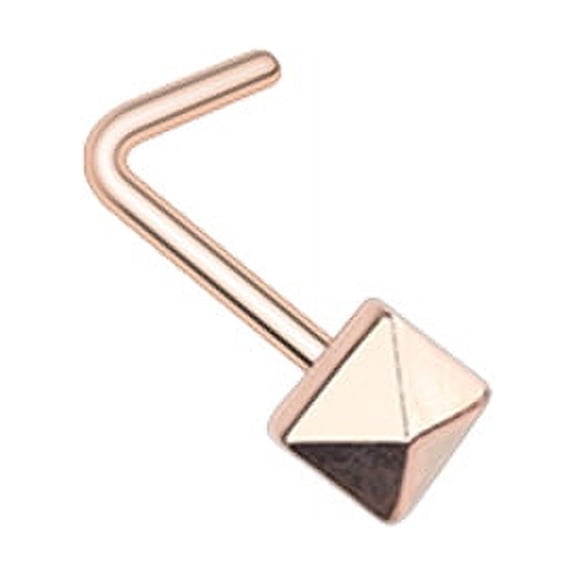 Rose Gold Pyramid L-Shape Nose Ring