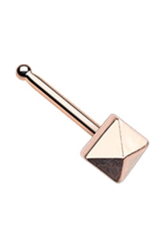 Rose Gold Pyramid Nose Stud Ring