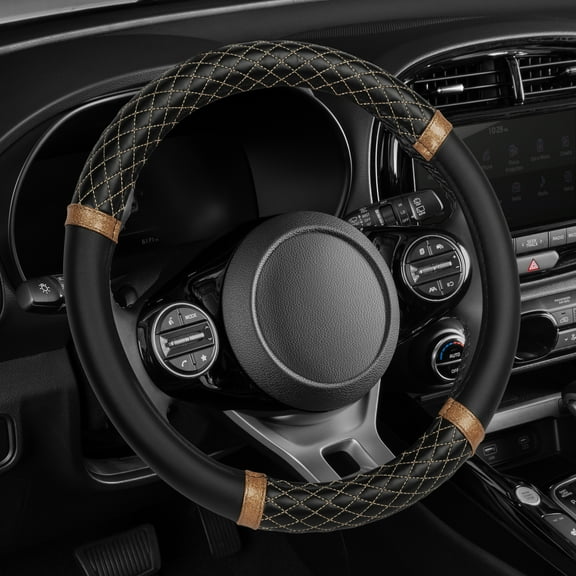 Rose Gold Quilted Steering Wheel Cover - Elegant Craft 15" Steering Cover for Cars, Trucks, SUV Accessories Accent