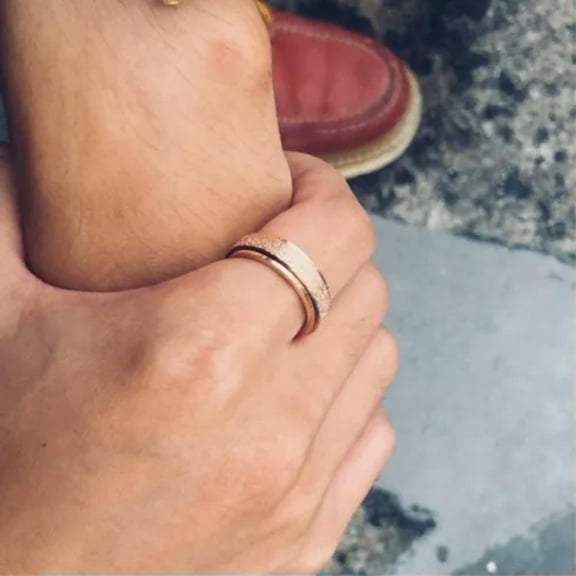 Rose Gold/Rainbow/Gold Frosted Spinner Band Women Stainless Steel Ring Size 5-12